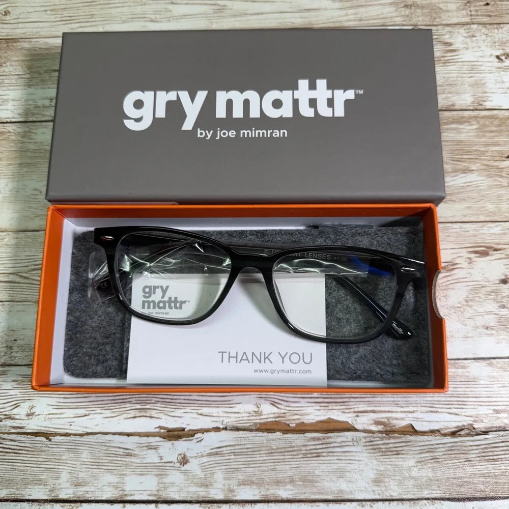 Gry Mattr Reading Glasses Unisex +1.50 Black Enthusiastic Blue Light Readers